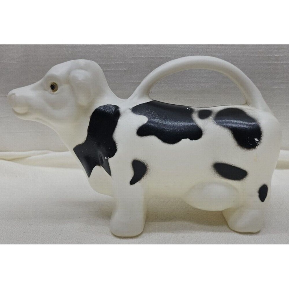 Dairy Cow Plastic Garden Watering Can Black & White with Handle Country Cottage
